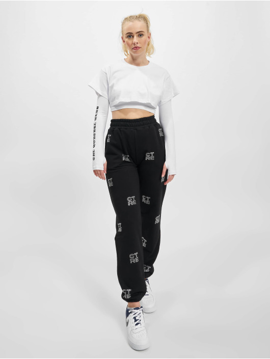 The Couture Club Tops sans manche Layered Gothic Print Crop blanc